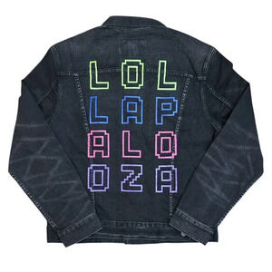 NWT American Eagle Men’s Denim Jacket Black Size Large Lollapalooza Festival